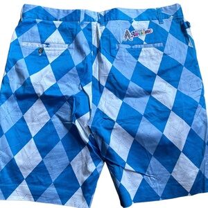Royal & Awesome Golf Shorts Mens Size 40 Old Toms Blue Argyle EUC Cotton Stretch